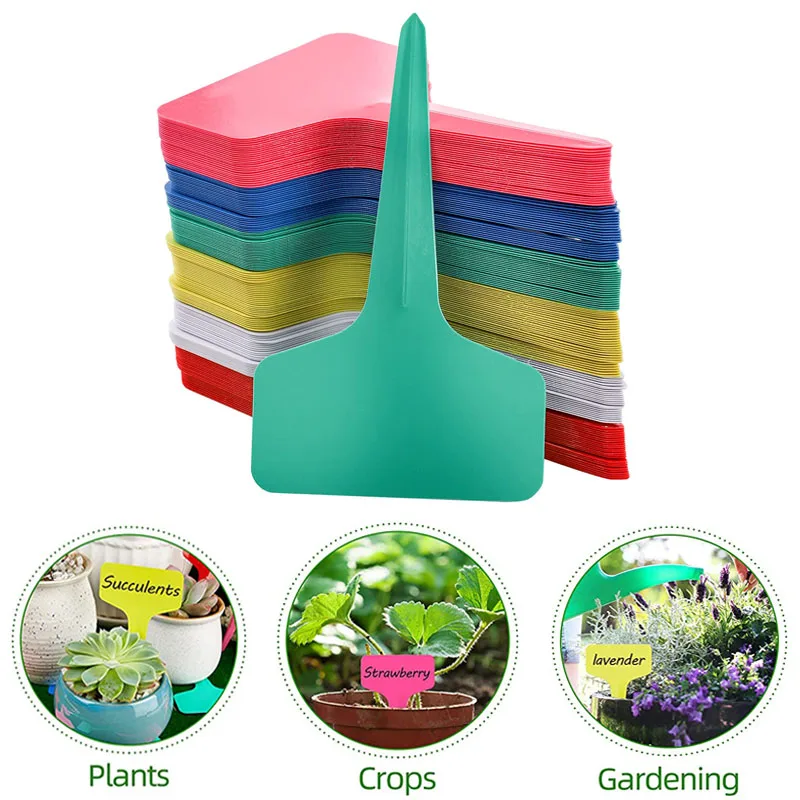 

100pcs~50pcs 6x10CM T-Shape Plastic Plant Tags Waterproof Flower Varieties Tagging Marker Garden Labels Plaques For Plants Sign