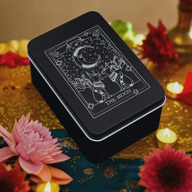 Box For Tarot Cards Portable Protective Case For Cards Fortune Telling Card Case Moon Sun Printed Tarot Box Jewelry Trinket