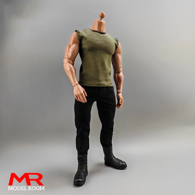 1/6 Scale Male Sleeveless T-shirt Top Clothes Model Fit 12'' AT027 Soldier Strong Muscle Action Figure Body Dolls