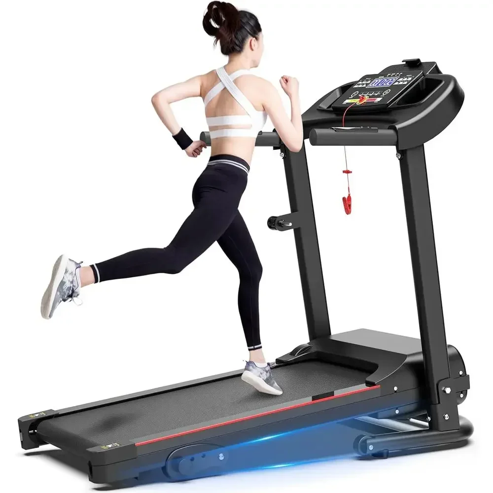 Adjustable Incline Treadmill, 2.5HP Motor, 3-Level Incline, Shock Absorption, Heart Rate Monitor - Suitable for Home, Office, Sm