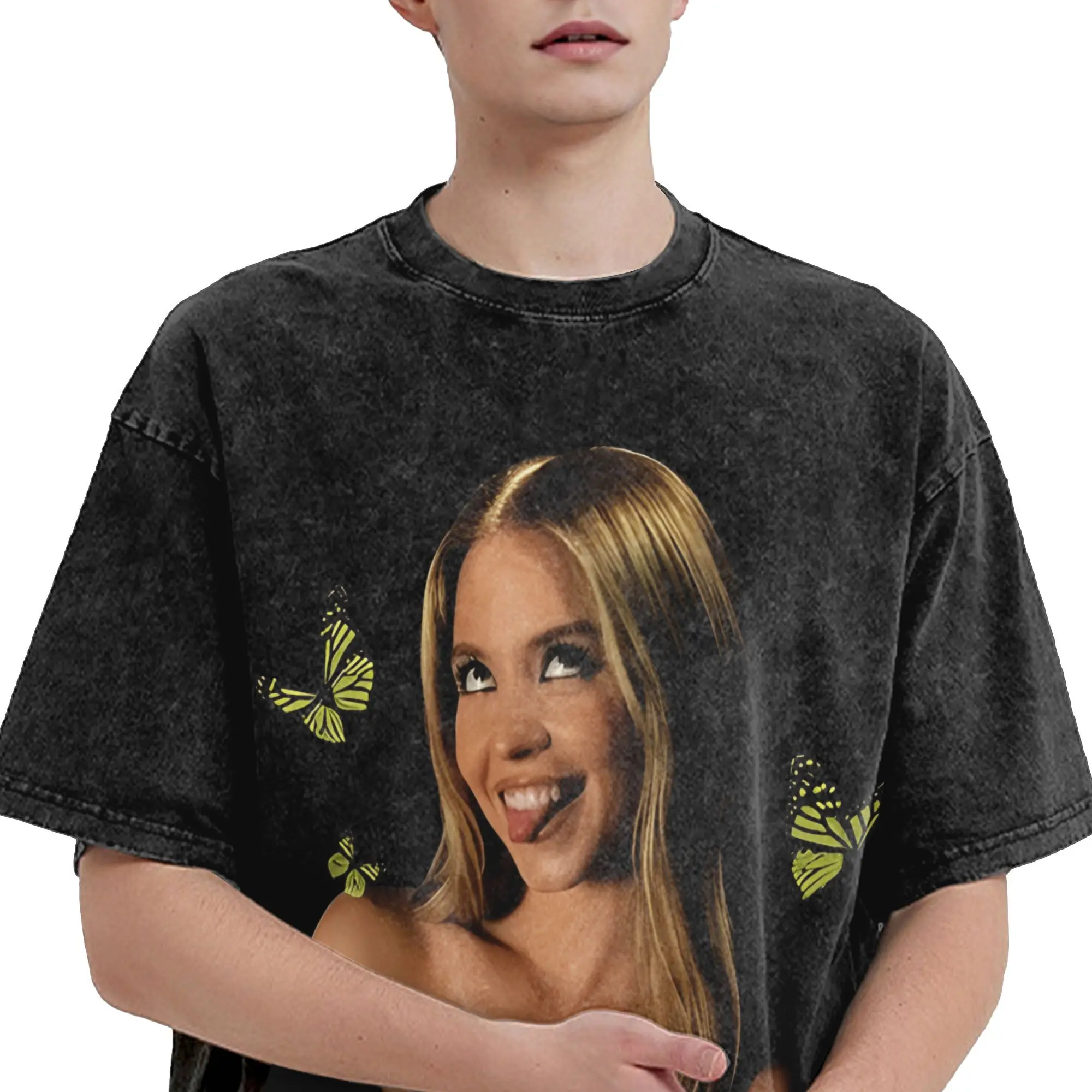 سيدني سويني الرجال تي شيرت غسلها فراشة الجدة تي شيرت قصير الأكمام الجولة الرقبة تي شيرت 100% القطن المطبوعة القمم #4