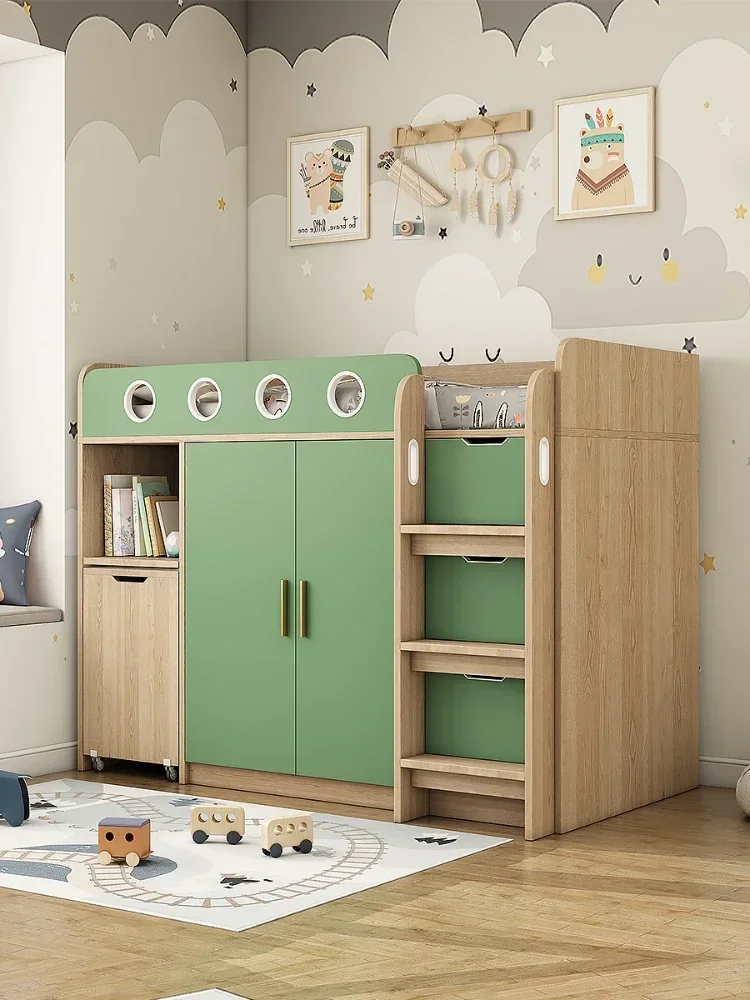 

Semi-High Bed Multi-Function Bed Middle and High Integrated Small Apartment Boy with Wardrobe Children's Furniture