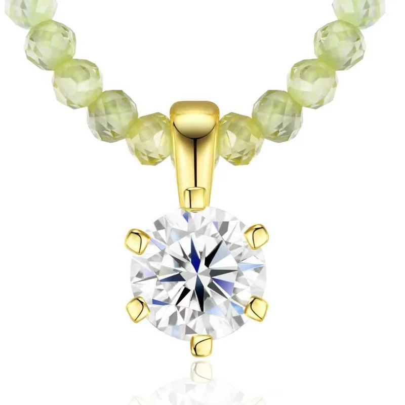 

S925 Sterling Silver 5mm D Color Moissanite Zircon Bead Charm Necklace Fine Jewelry Bling Diamond Chain Necklaces Pass Tester