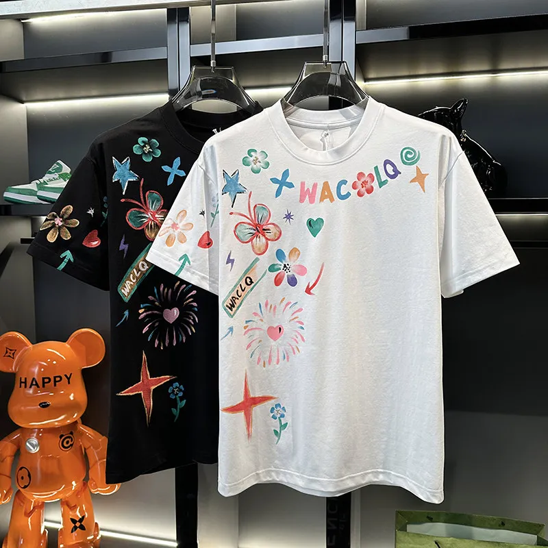 2026 New Short Sleeved T-shirt Men's High-quality Pure Cotton Summer Loose Fit Plus Size Simple and Fashionable Printed Top