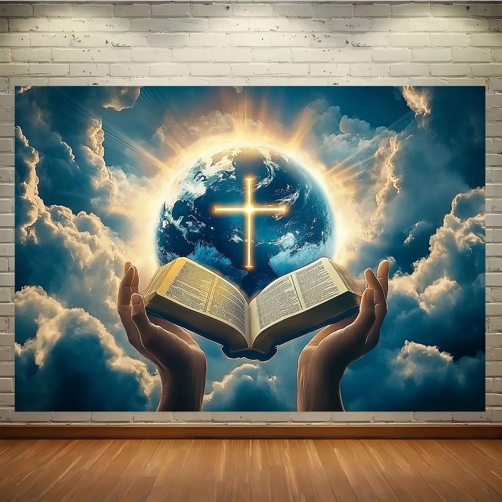 1 bannière de dérivation inspirante "Bible et Terre" avec un design d'éclairage naturel