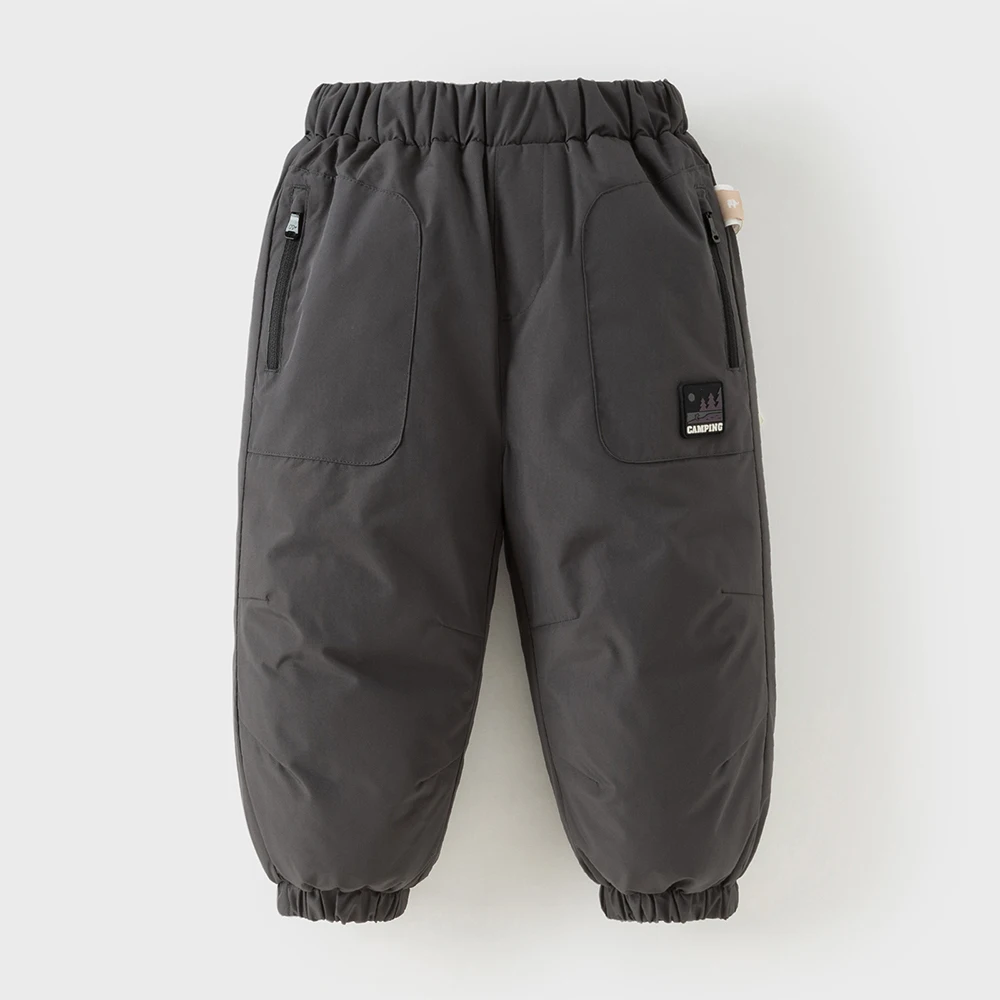 Dave Bella Children Down Pants Winter Autumn Velvet Thick Boys Elastic Waist Trousers Sports Jogger Outing Casual Pant DB4254505