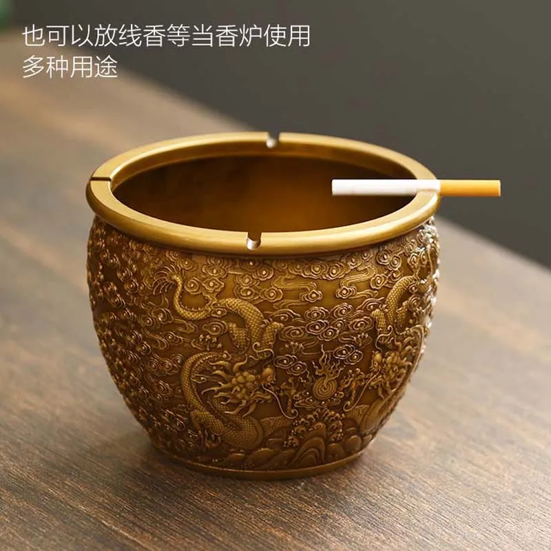 TOP high grade Asia Royal bring wealth Auspicious GOOD LUCK  Double Dragon brass Ashtray statue HOME company business BEST GIFT