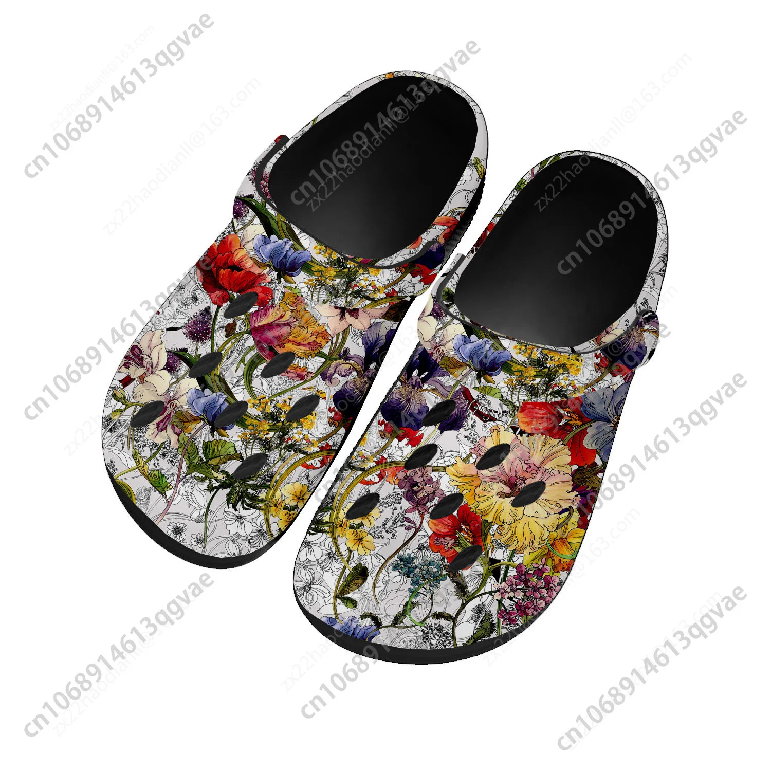 Amole-Sabots de maison College de fleurs tropicales foncées pour hommes et femmes, chaussures d'eau personnalisées, sandales de jardin pour adolescents, pantoufles à trous respirantes