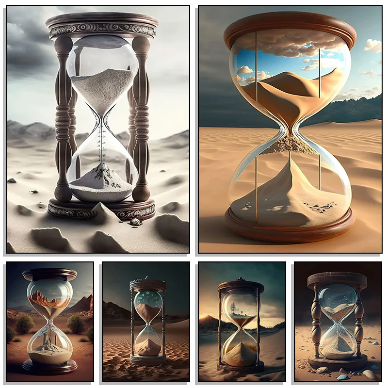 Hourglass Desert Sunset Poster Abstract Art Modern Picture Print Poster Wall Art Canvas Painting Home Living Room Decor Gifts