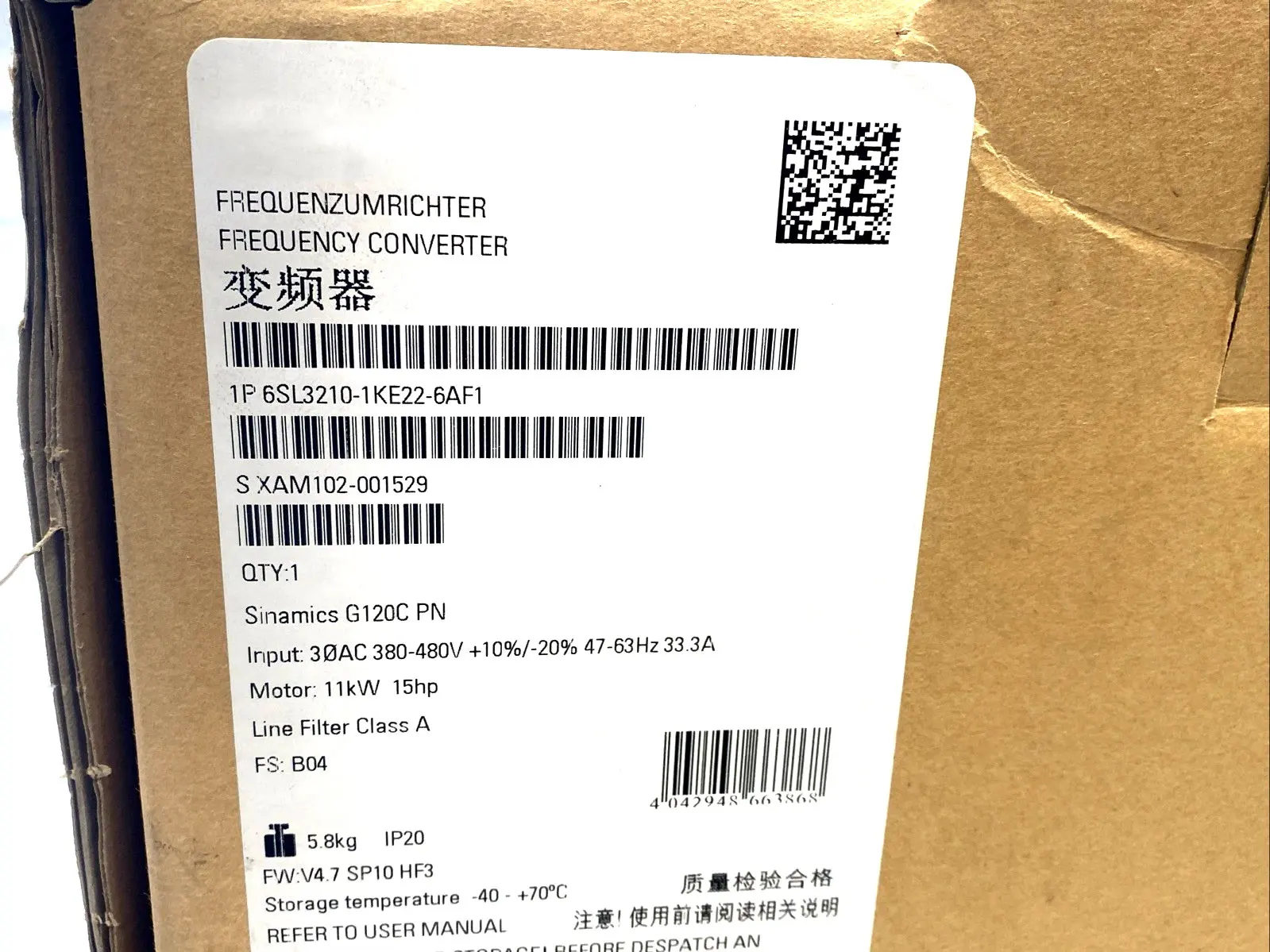 

Brand New 6SL3210-1KE22-6AP1 6SL3210-1KE22-6AF1 6SL3 210-1KE22-6AP1 6SL3 210-1KE22-6AF1 Warrently One-year