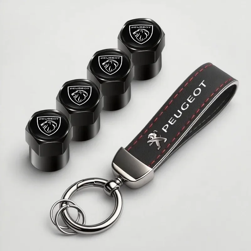 Car Tire Valve Caps Keychain For Peugeot 108 206 207 208 301 307 308 408 408X 508 2008 3008 4008 5008 RCZ Car Accessories