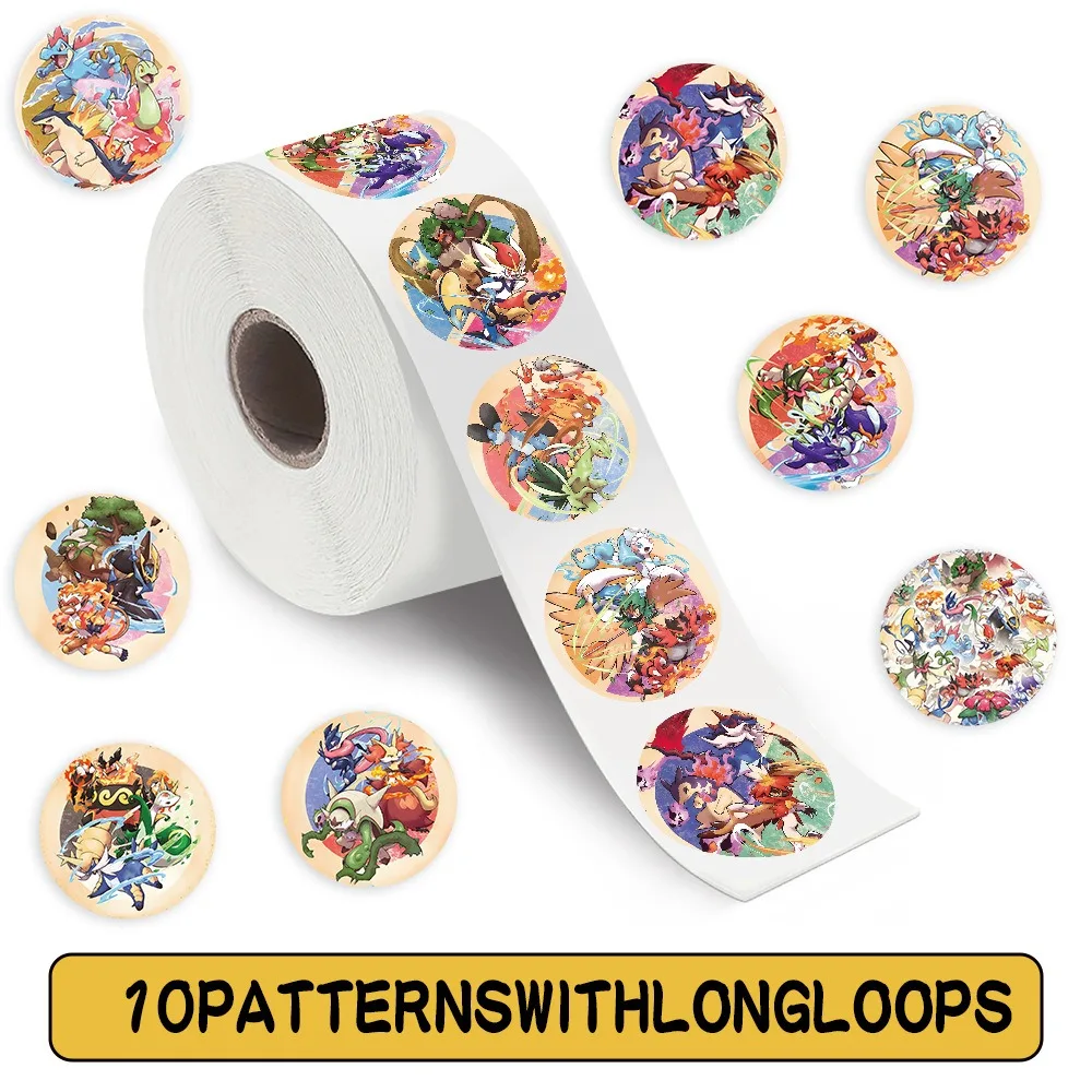 

500pcs Anime Cool Pokemon Sealing Stickers Creative Cartoon Roll Decal DIY Luggage Phone Guitar Scrapbook Decoration Sticker Toy