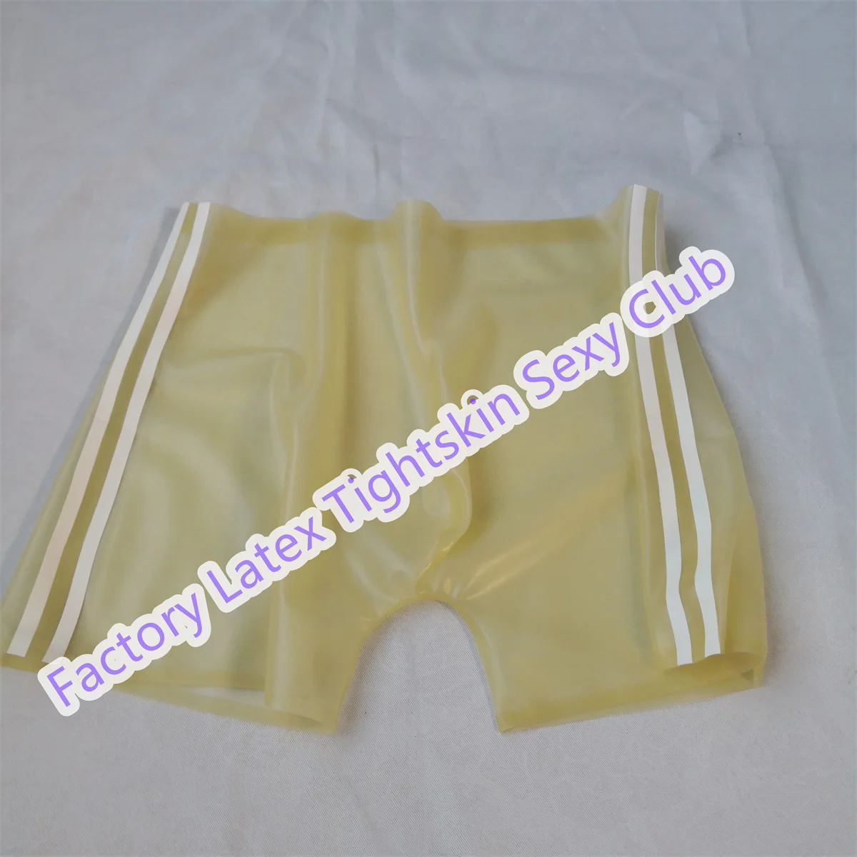 Transparent Latex Panties with 2 White Trim Shorts Underwear for Men Wear