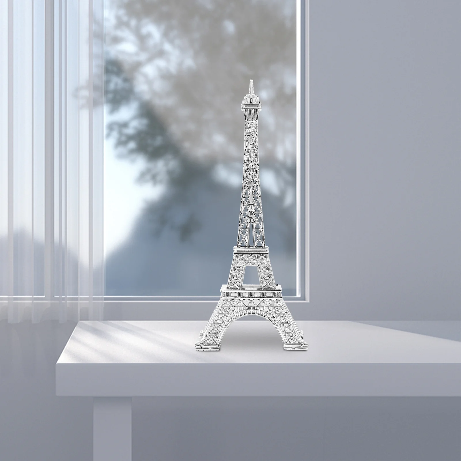 Unique Eiffel Tower Decor Statue Metal Home Decoration Silver Iron Photo Prop Travel