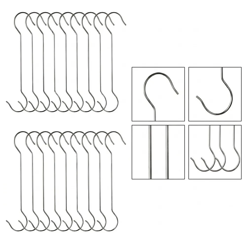 Metal S Hooks 20 Pack for Hanging For Flower Bird Feeders Wind Chimes Garden Ornaments 30cm 40cm Indoor Outdoor Use