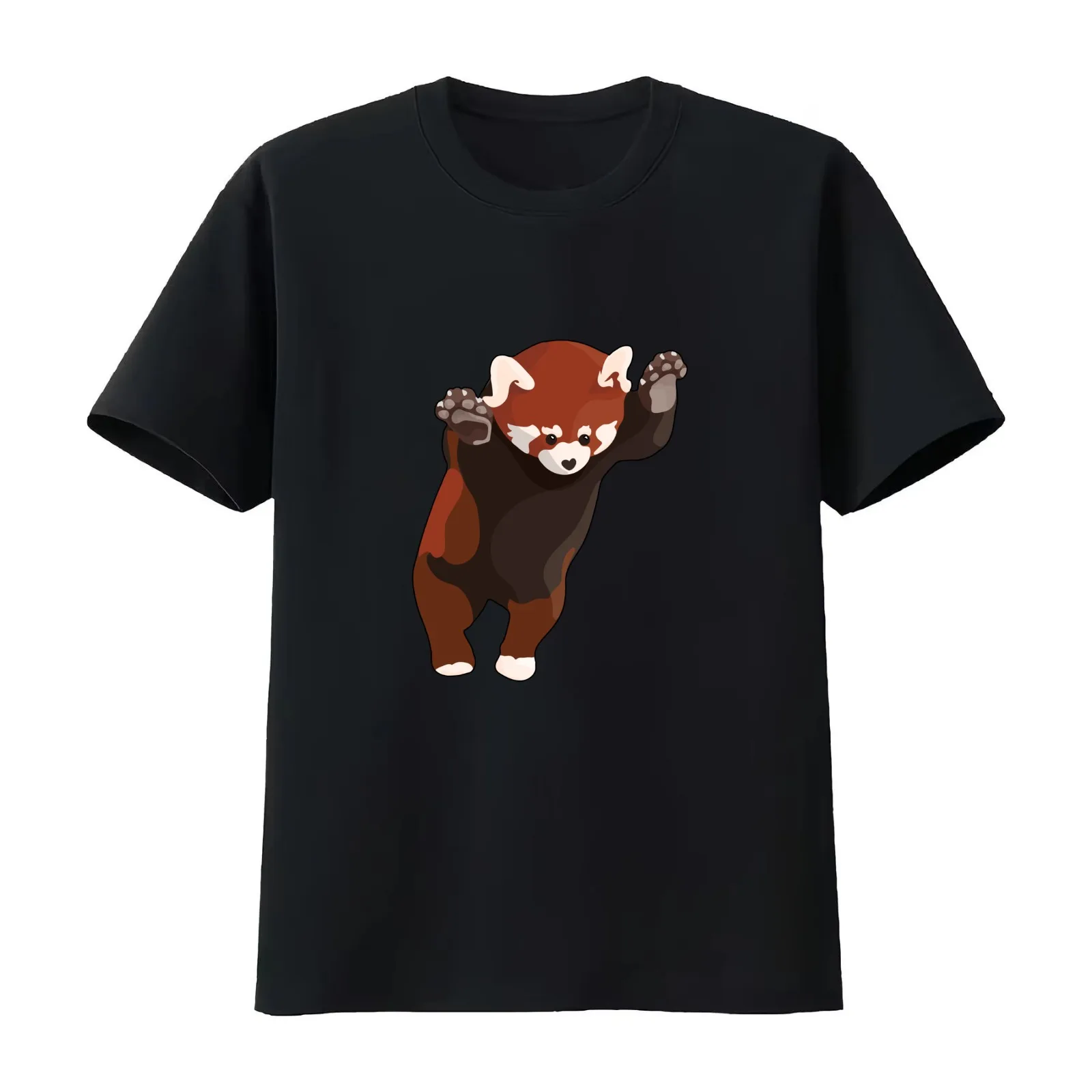 Red Panda Excited T-Shirt Summer Casual Cotton Tee Oversized Streetwear Tops Vintage Graphic Print Loose Fit Short Sleeve