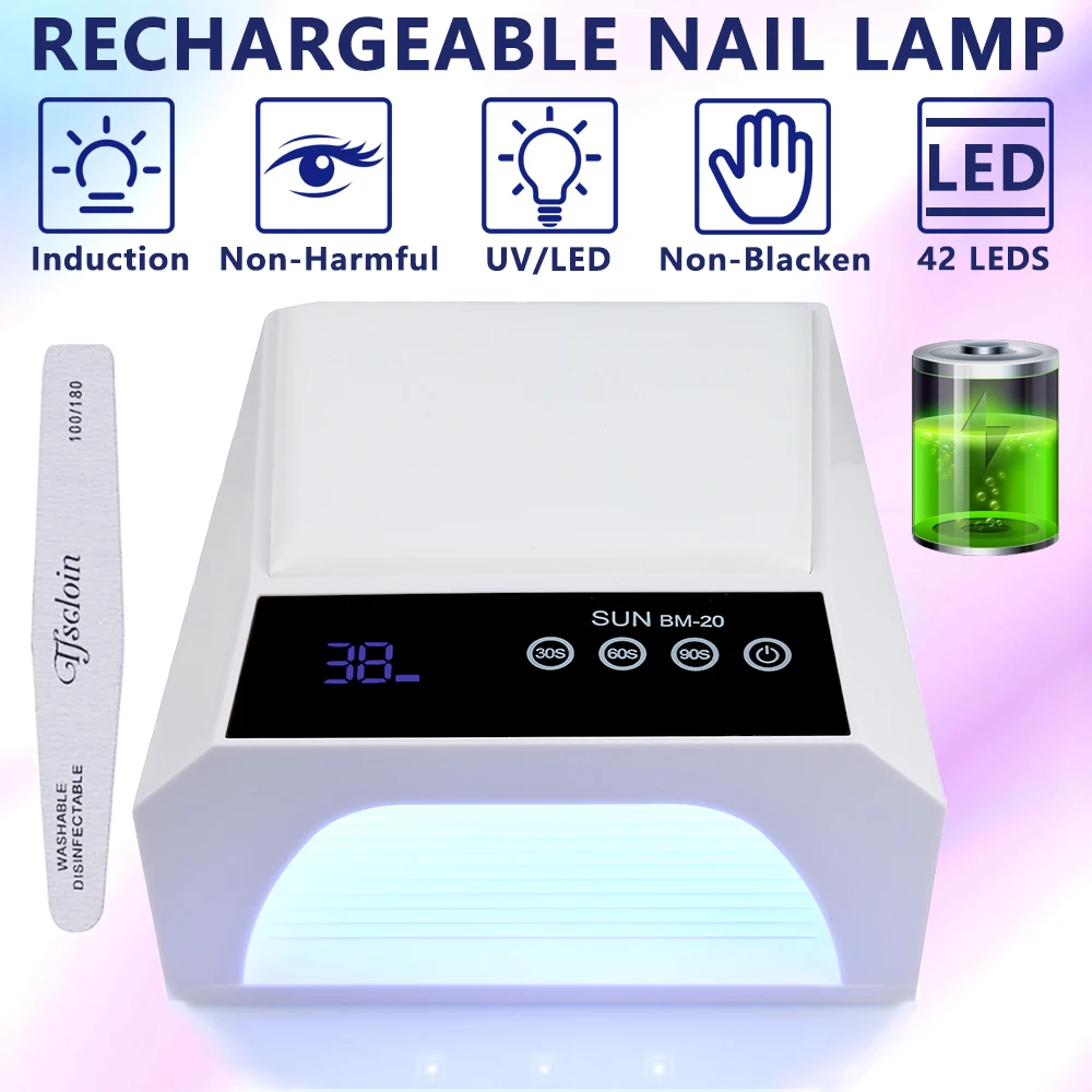 

Перезаряжаемая УФ-светодиодная лампа для ногтей, сушилка для гель-лака для ногтей с подушкой для рук из искусственной кожи, маникюр для дома и салона с пилочкой для ногтей