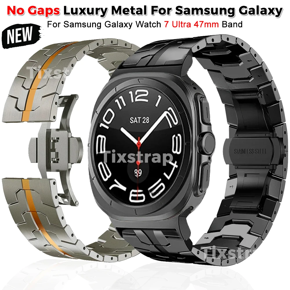 Nieuwe luxe roestvrijstalen band voor Samsung Galaxy Watch 7 Ultra 47 mm Geen gatenband voor Galaxy 7 ULTRA 47 MM zakelijke armband