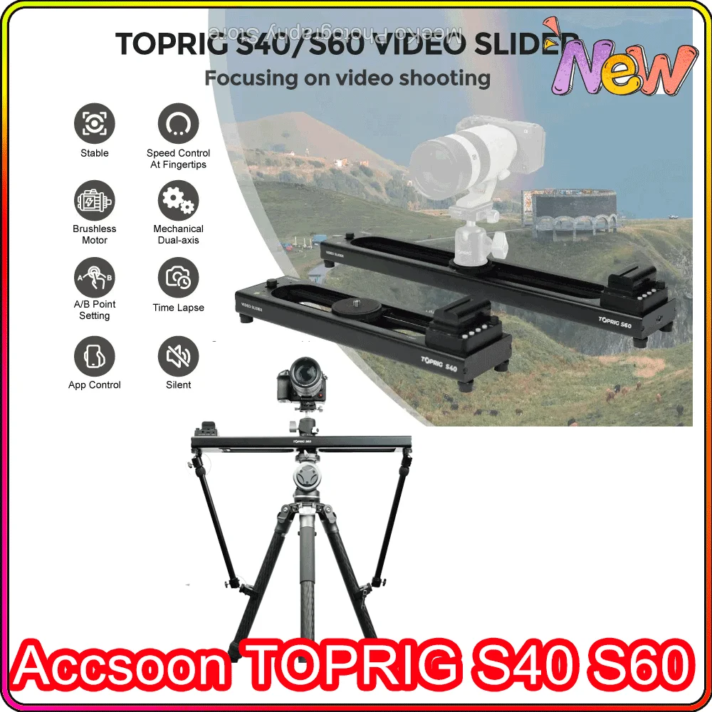 Accsoon TOPRIG S40 S60 Electric Rail Stabilizer DSLR Camera Follow Focus Chasing Delay Video Electric Control Camera Slider