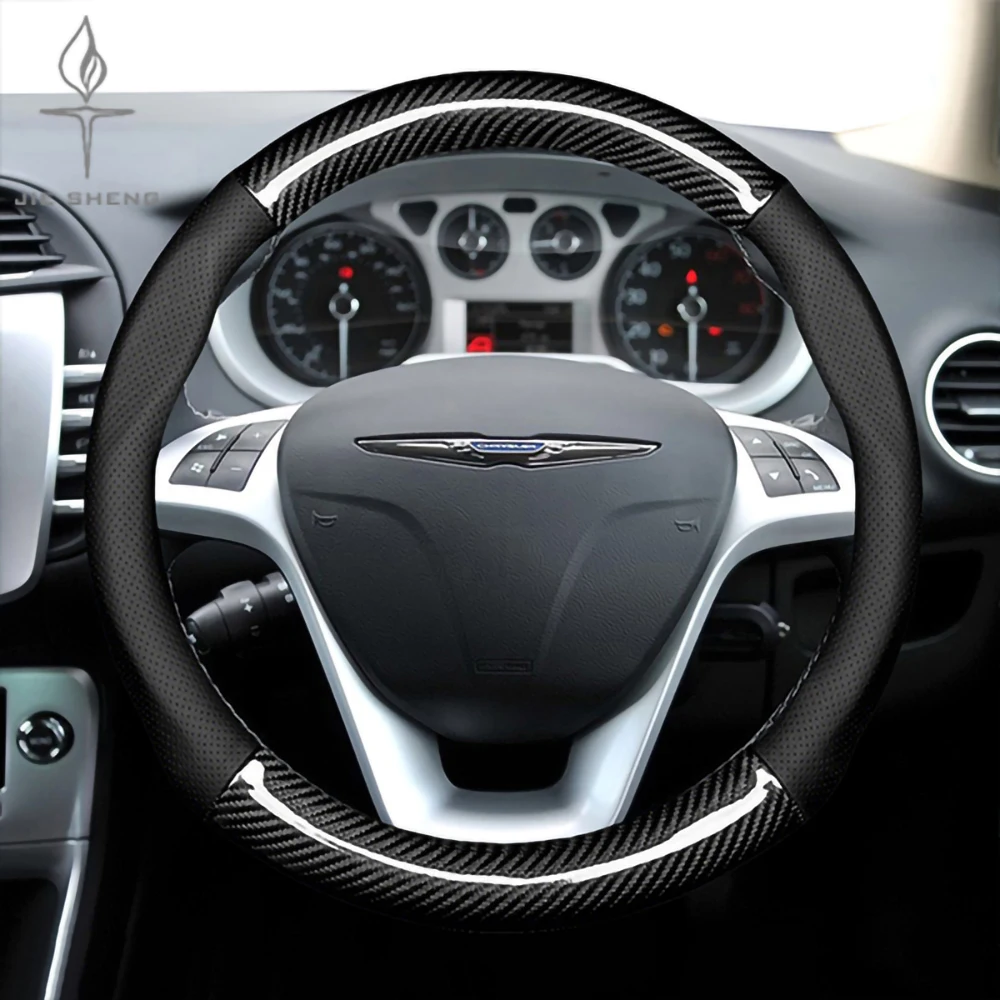 

Car Steering Wheel Cover For Chrysler 300 300c Pacifica 200 Sebring PT Cruiser Anti-Slip Carbon fiber Leather Auto Accessories