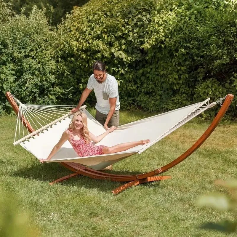 Outdoor Camping Leisure Durable Backyard Wooden Frame Hammock Swing Bed
