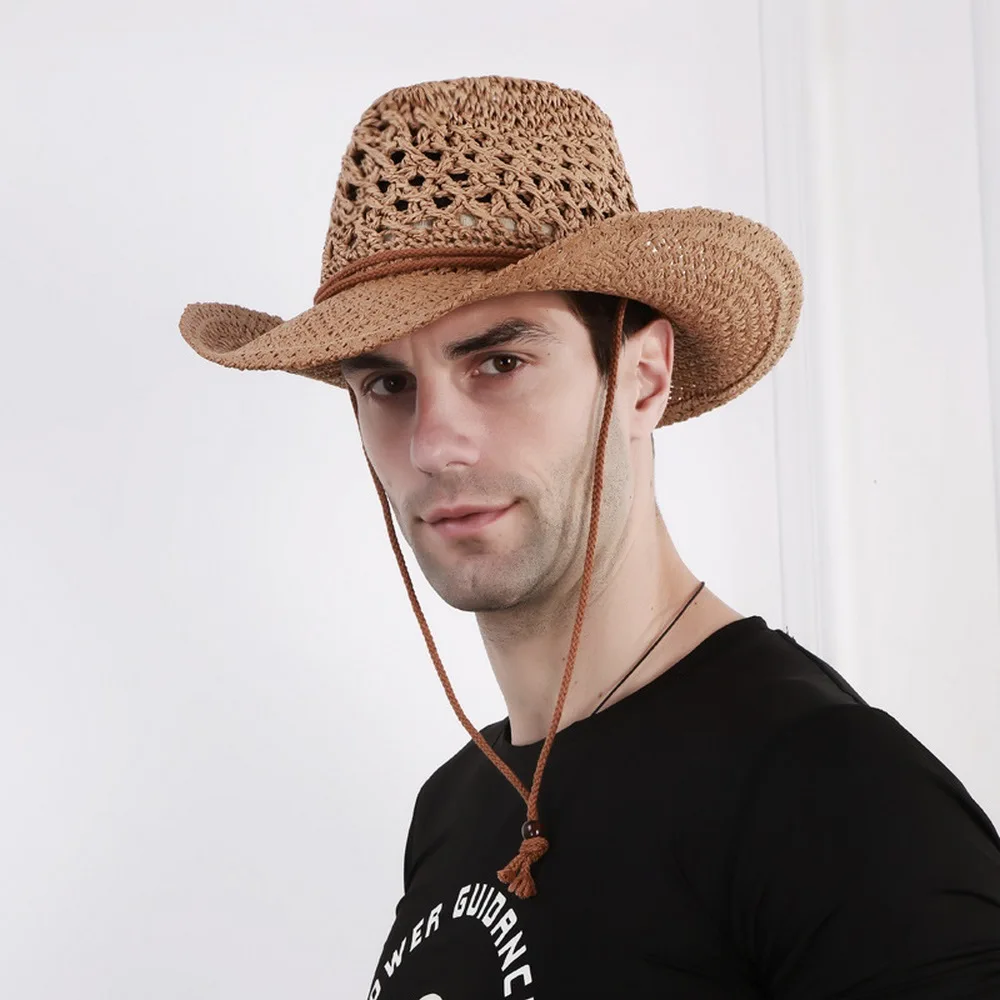 

Spring And Summer Men Cowboy Hats Straw Weave Retro Style Foldable 60cm Outdoor Travel High Quality Male Bucket Cap NZ0043