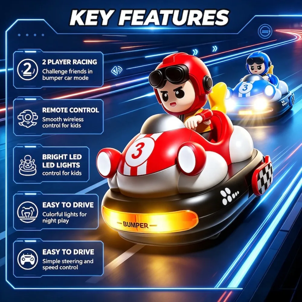 Two-Player Battle Cartoon Remote Control Bumper Car Gesture Mini Ejection Drift Kart with Music Light Toy Perfect Birthday Gift view 2