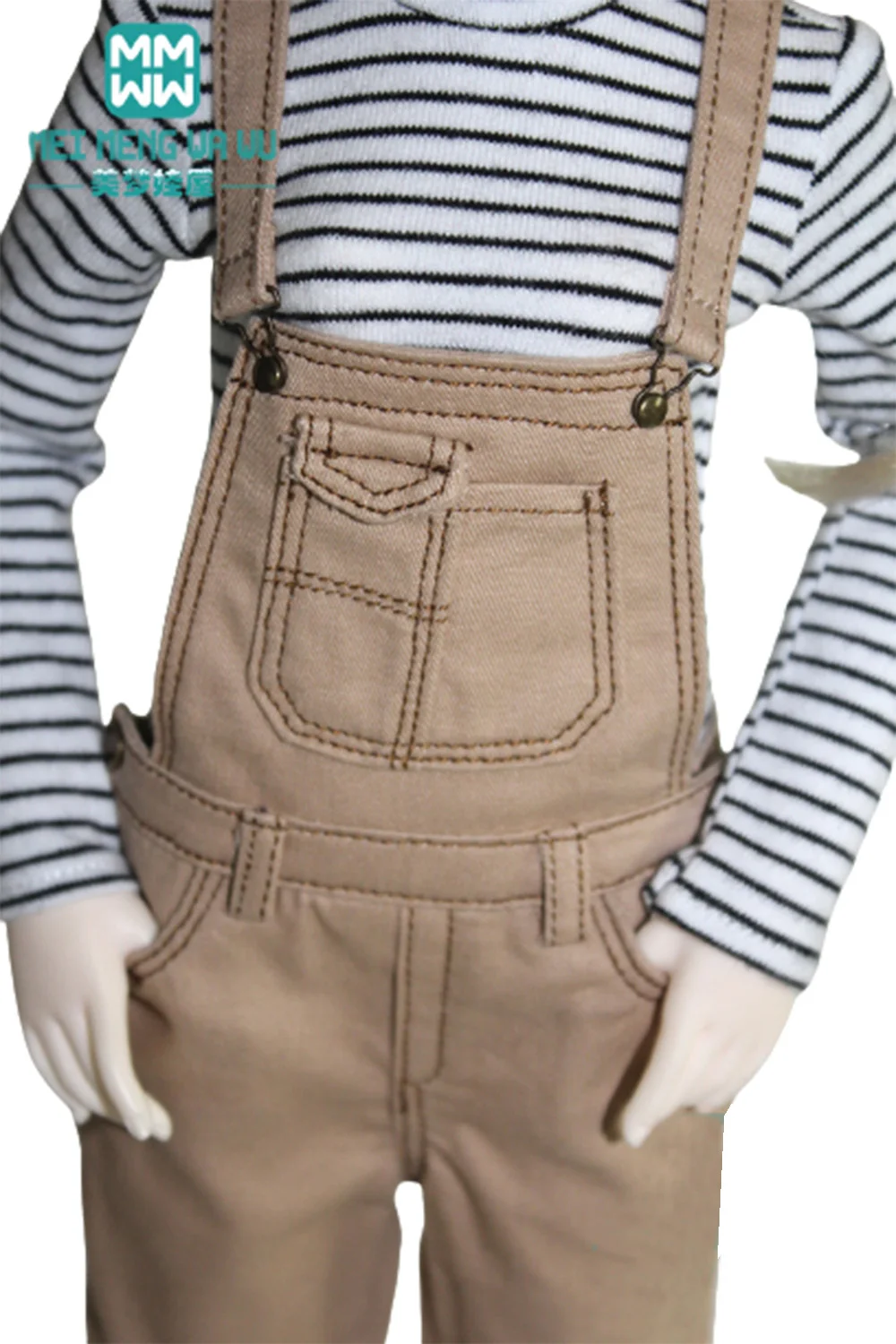 BJD Dolls Accessories Clothes Fits 43-45cm 1/4 MSD MK YOSD Fashionable PU Leather Clothes Denim Overalls Vests