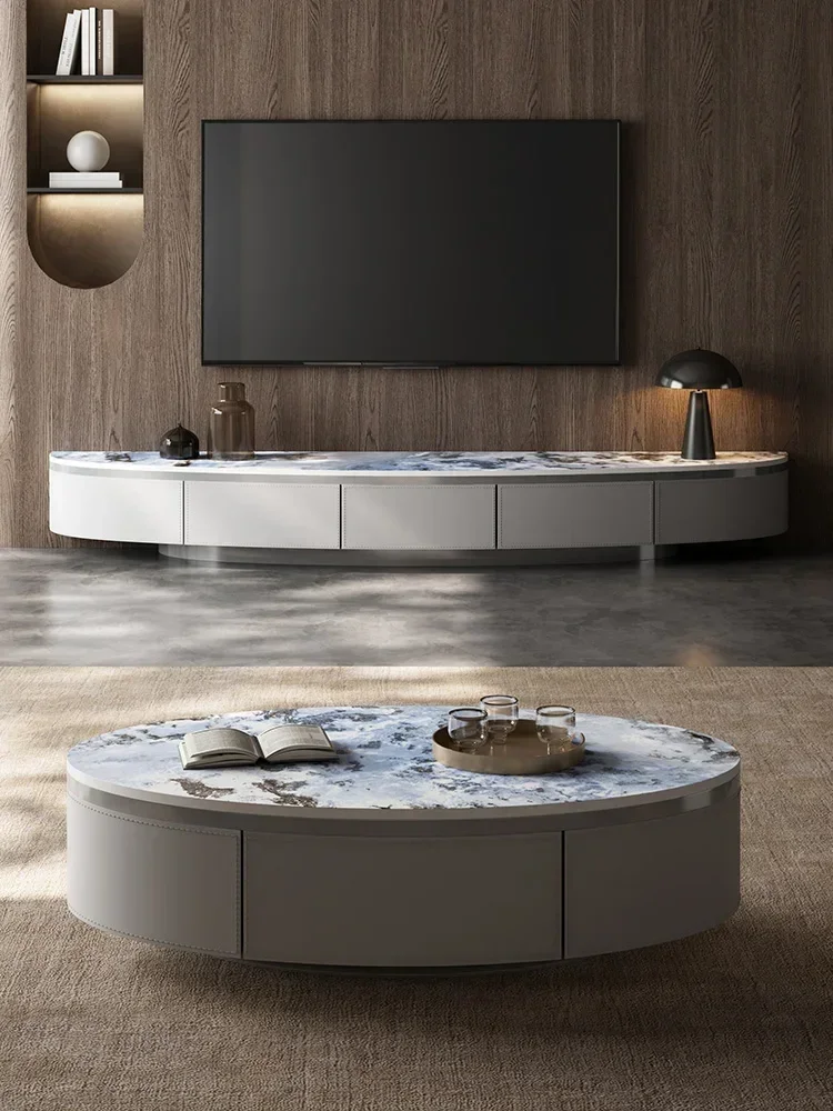 Light Luxury Modern Delifeng Stone Plate TV Cabinet Unit Living Room Home Simple Tea Table Coffee Table