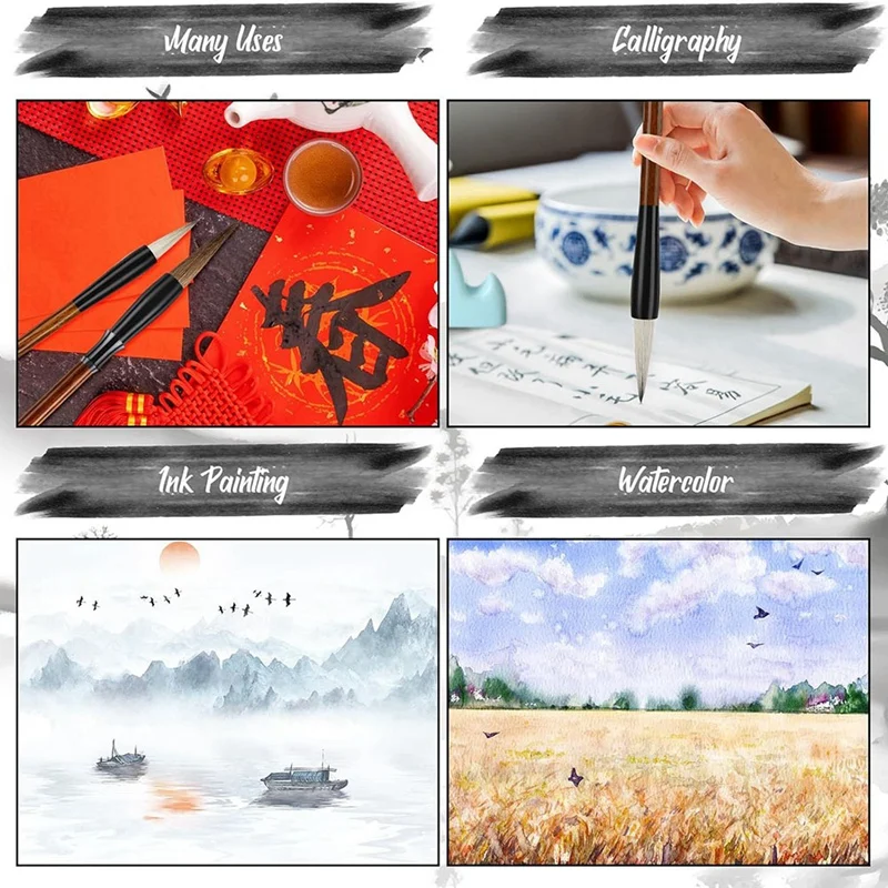 31 Pcs Chinese Calligraphy Set Brush Gift For Beginner Including Brushes, Ink Sticks, Ink Stones, Paperweights