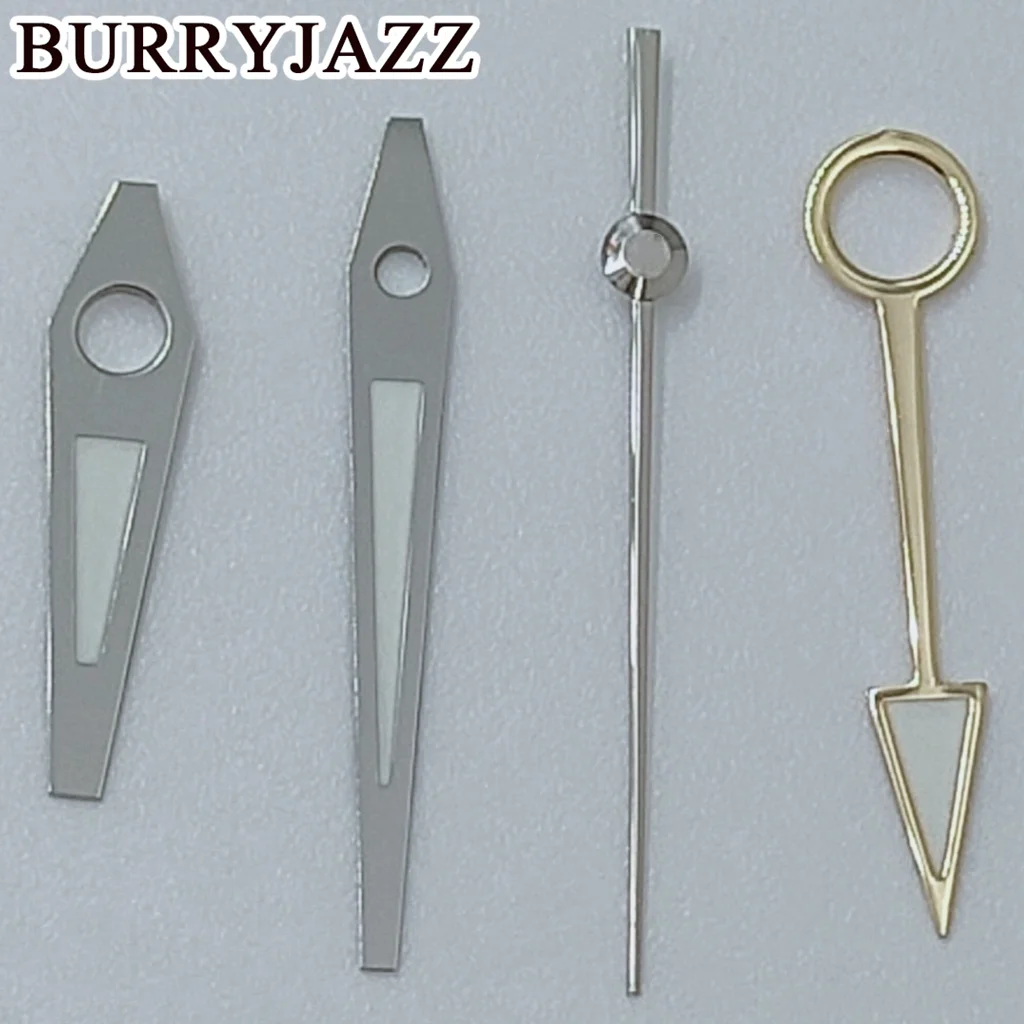 BURRYJAZZ NH34 GMT Uhrzeiger Silber Schwarz Gold Roségold Schwarz Grau Zeiger Grün Leuchtend – Detail 7