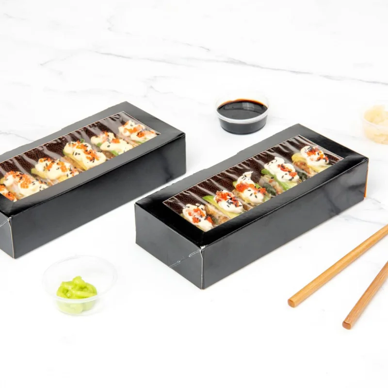 Kunden spezifische Produktpapier-Sushi-Box mit Pe/Pla-Laminat innen und beidseitigem Druck