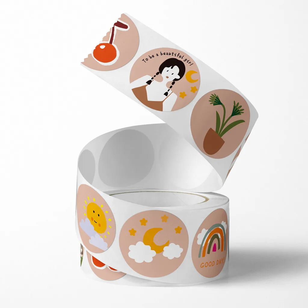 500 ملصق/لفة ملصقات كرتونية عتيقة مستديرة - شارات تصميم فتاة لطيفة لختم التعبئة والتغليف وتسجيل متجر YourLife #2