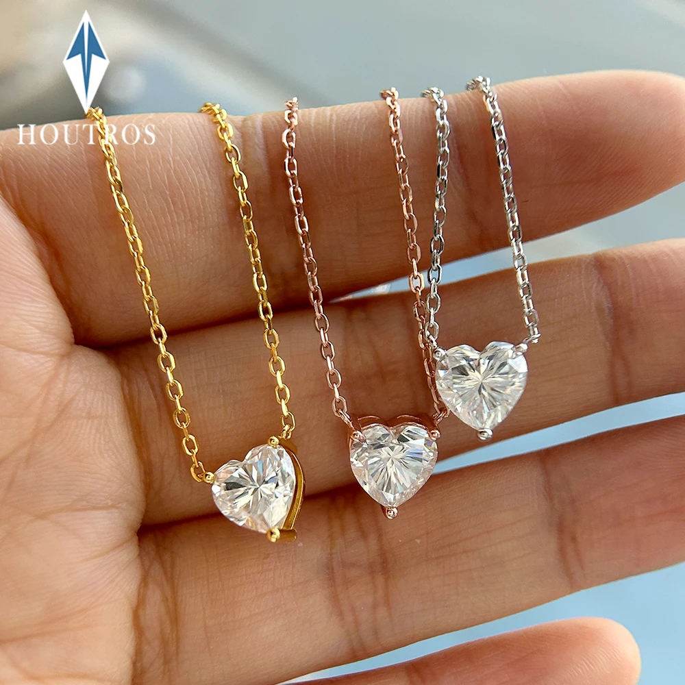 

Ожерелье с подвеской из муассанита в форме сердца 1-3 карата для женщин, серебро S925, позолоченное ожерелье-пасьянс 18 карат, ювелирные изделия, подарок на годовщину