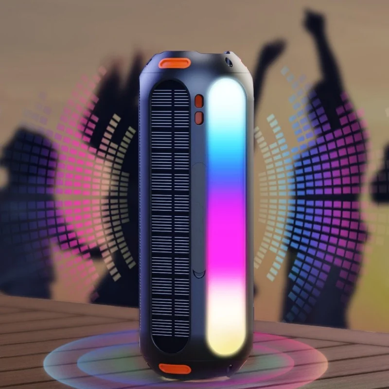 

Солнечная Bluetooth-колонка 5000 мАч, IP66, водонепроницаемая, пылезащищенная, мощный звук 20 Вт, RGB-подсветка, TWS-сопряжение для улицы