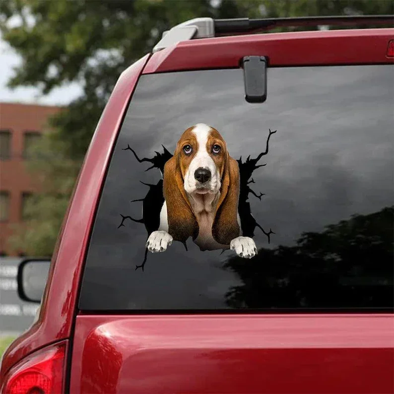 Basset Hound Decal - fits cars,Windows, Laptops and any smooth surface, Basset Hound Stickers, Custom Basset Hound Stickers, Ani