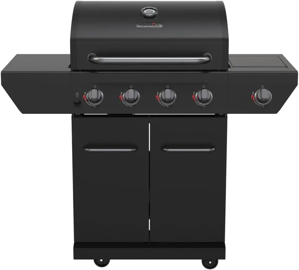 

4-Burner Propane Gas Grill with 2-In-1 Charcoal Tray & Side Burner, Stainless Steel Frame, 626 SQ In Total Cooking Space, 60,000