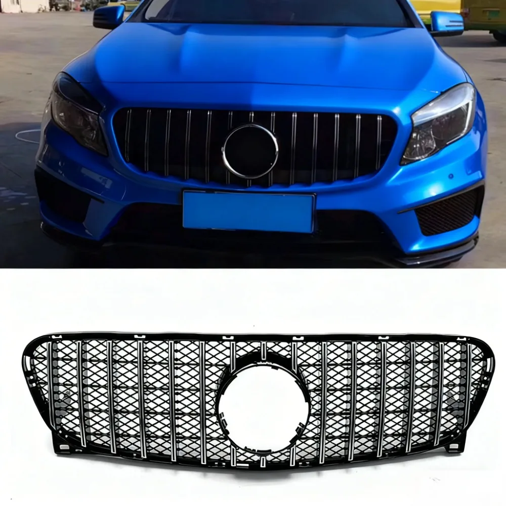

Front Grille For Mercedes-Benz GLA Class X156 2014-2016 GLA200 GLA250 GLA260 GT Style Silver/Black Upper Bumper Hood Mesh Grill