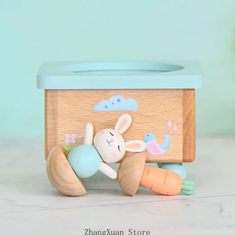 Spieluhr, Holz-Akzent-Melodie-Box mit Handaufzug für Schreibtisch und 3 x – Detail 10