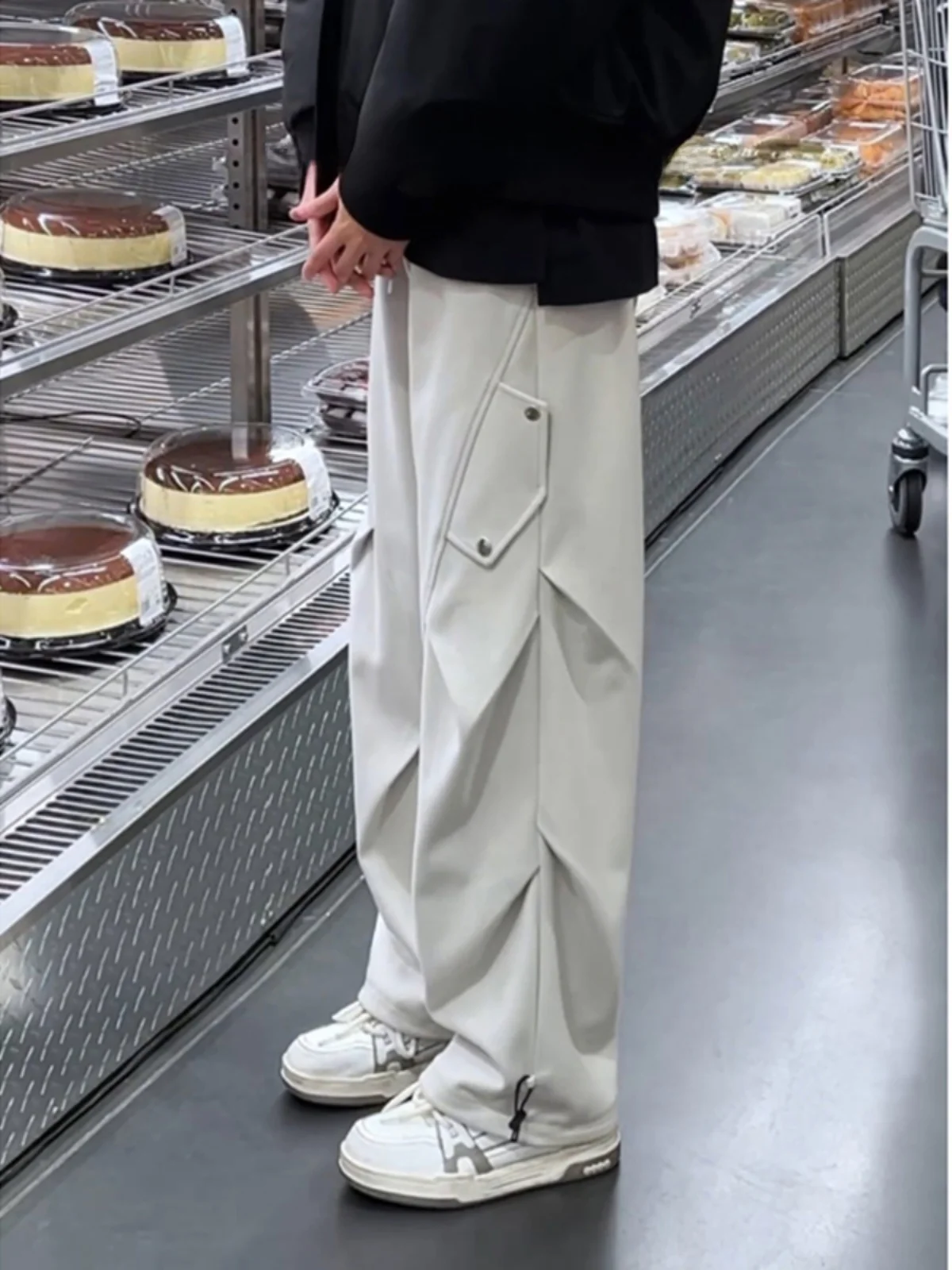 

American Sle Heavyweight Starry Night Workwear Pants Men's Autumn Winter Design Folded Knife Paratrooper Pants Casual Strai...