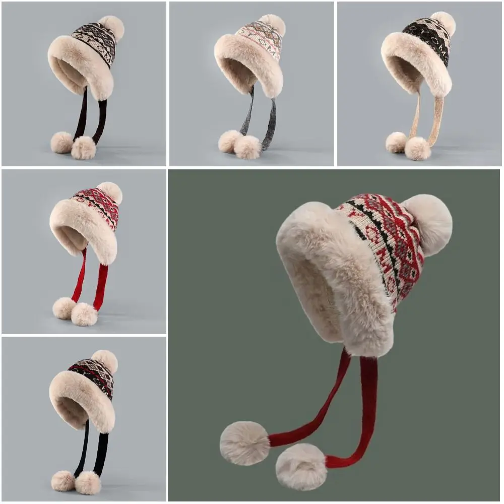Gorro pasamontañas de felpa de alta calidad para invierno, gorro tejido a prueba de viento, gorro tejido de felpa grueso y cálido para otoño e invierno