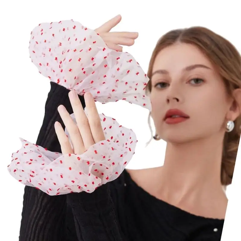

Elegant Sheer Dotted Sleeves Decorative Wrist Cuffs Arm Sleeves For Women Girl Daily Wear And Special Occasion Outfit