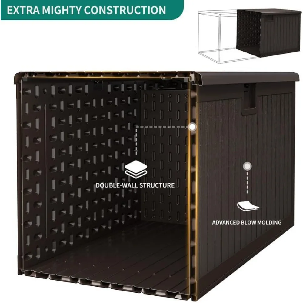 صندوق تخزين كبير على سطح خارجي - وسادة أثاث فناء مقاومة للماء سعة 150 جالونًا وقابلة للقفل وتخزين أدوات الحديقة باللون الأسود #2