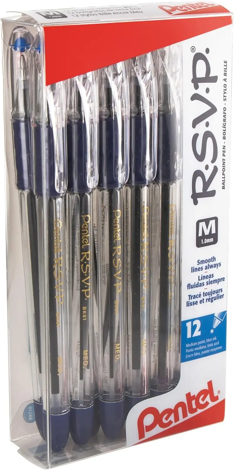 

Smooth Ballpoint Pens, Medium 1.0mm Blue Ink, 12 Pack for Comfortable Writing