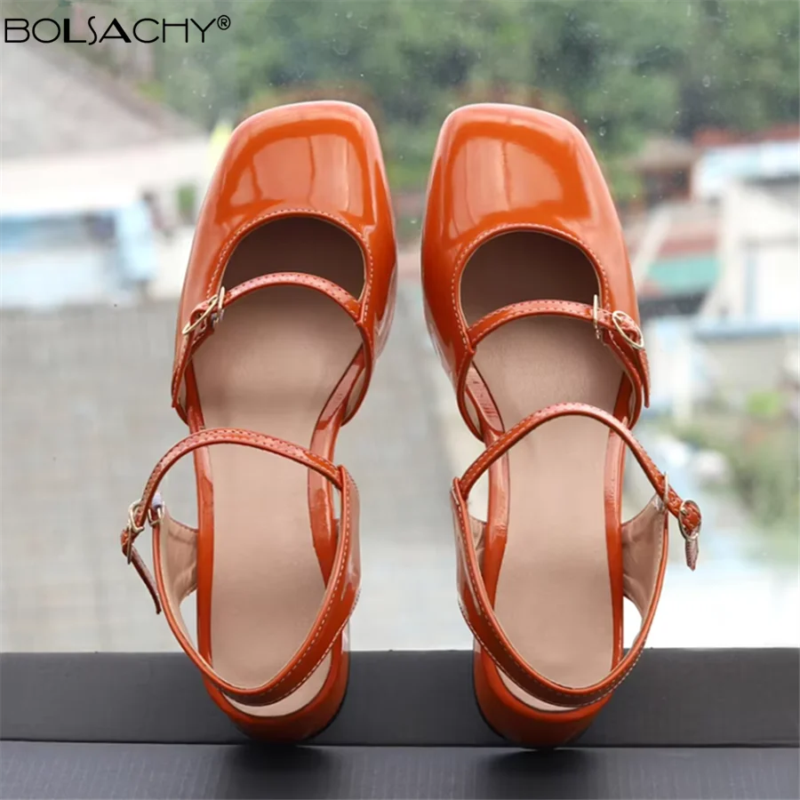 Mary Jane Flats Vintage Square Toe Buckle Band Women Casual Loafers Flat Shoes Woman Ballerina Slip On Shallow Solid Moccasins