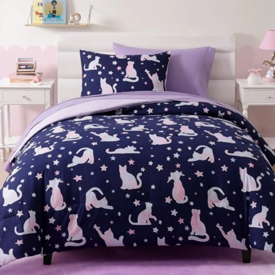 Comforter Set for Girls-5 Pieces Cute Bedding Sets for,Ultra Soft Bed in A Bag with Sheets