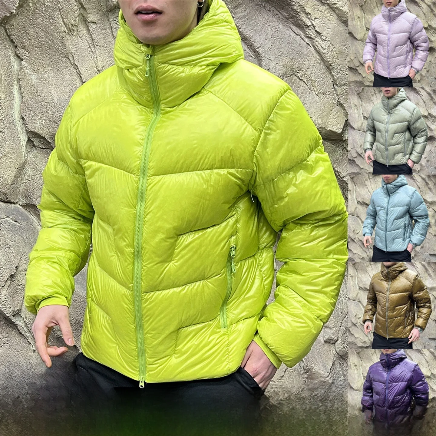

Men's And Women's Winter Outdoor Warmth Bread down Jaet Hooded Du down Puffer Coat High Fill Power 90% White Du down