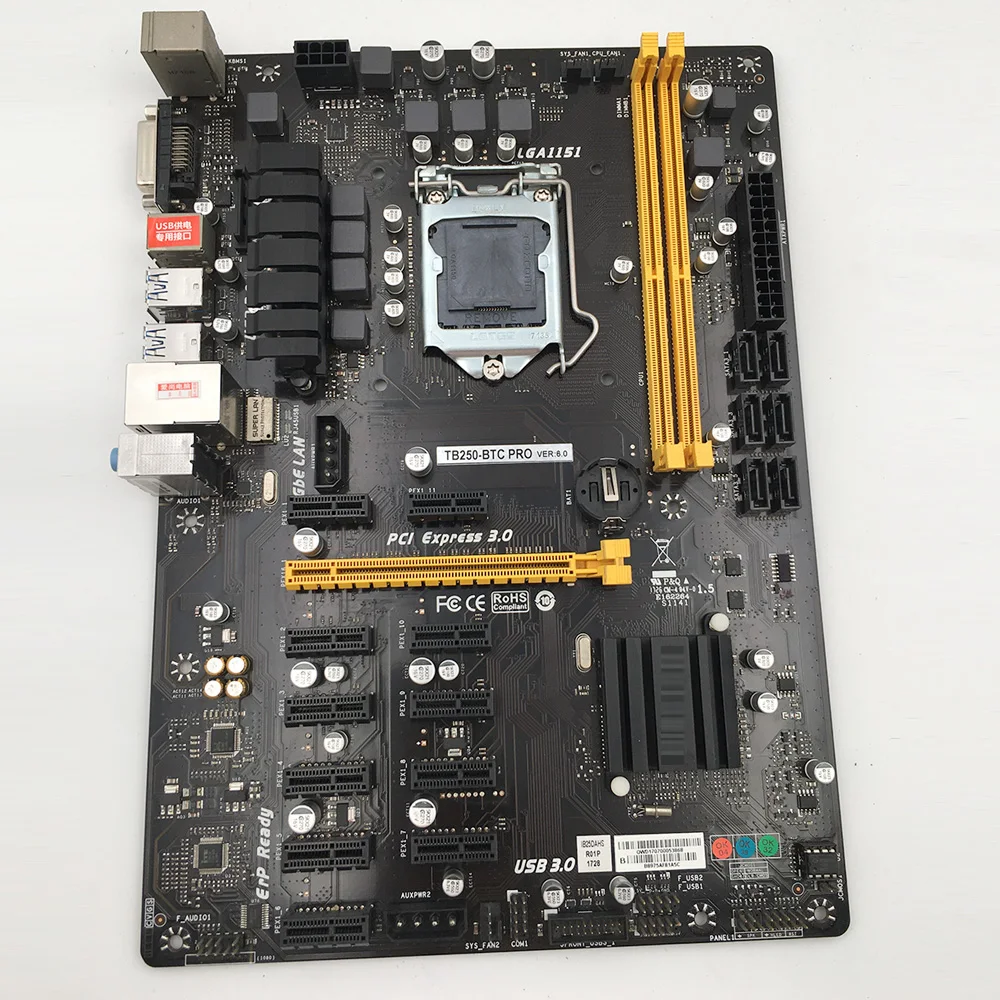 TB250-BTC PRO For BIOSTAR Desktop Motherboard 12 Graphics Slots LGA1151 DDR4 Support GTX1060 Fully Tested