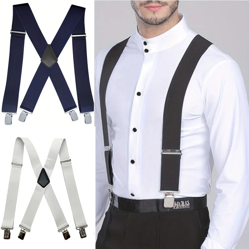 

Elastic Suspenders for Men-2025 New X-Back 5CM Width, Anti-Slip Metal Clip, Comfortable Dress Pants Belt, Business Casual Style