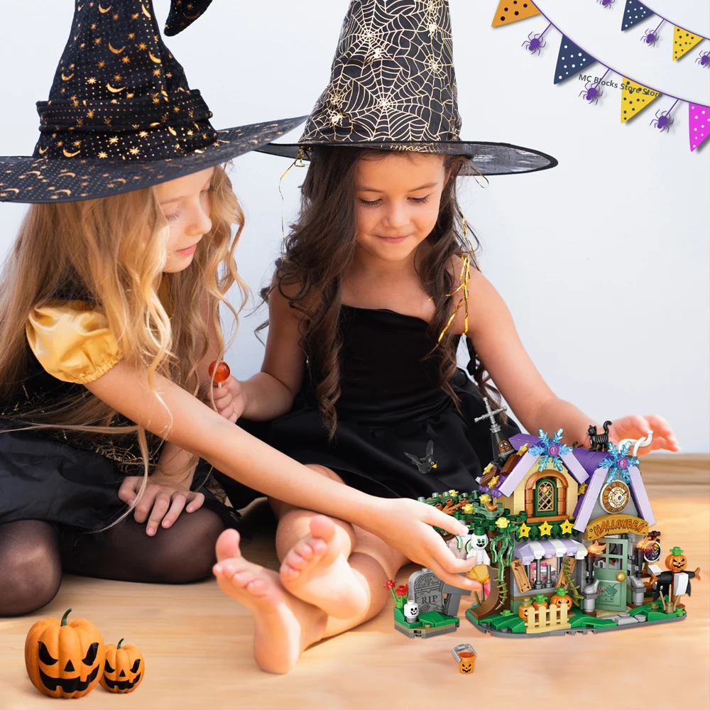 LOZ Creative MINI Halloween Hut House Building Block MOC Pumpkin Carriage Happy Halloween Decoration Bricks Boys Kids Toys Gifts